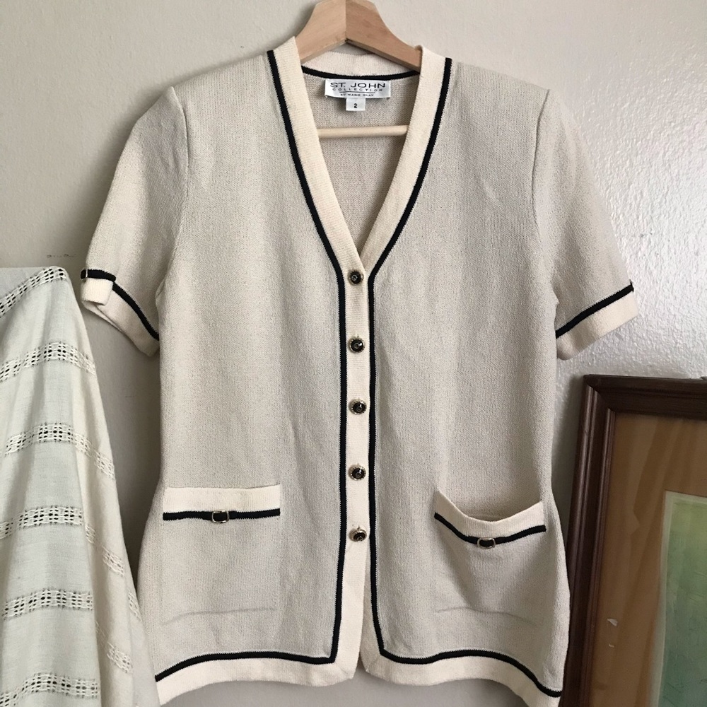 St. John knit blouse with Gold buttons